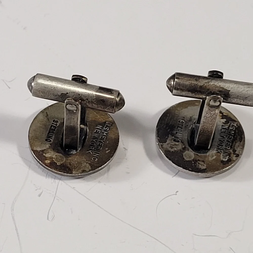 Meyer Inc Sterling‎ Silver Air Force Cufflinks Mens Bullet Back Military 9.4g